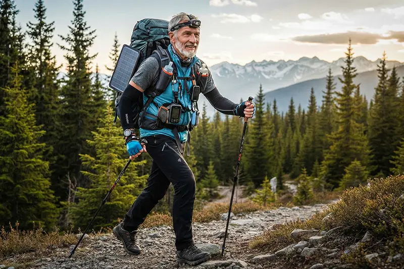 Au taquet avec son équipement de marche nordique 