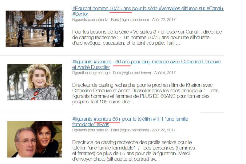 Offres de figuration pour les plus de 50 ans 