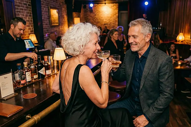 Un couple senior dans un club échangiste 