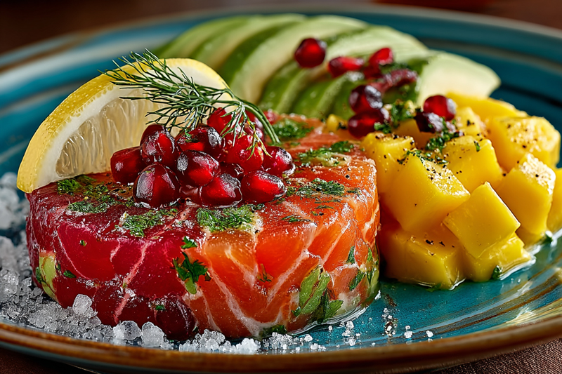  Tartare de saumon à la mangue et à l’avocat