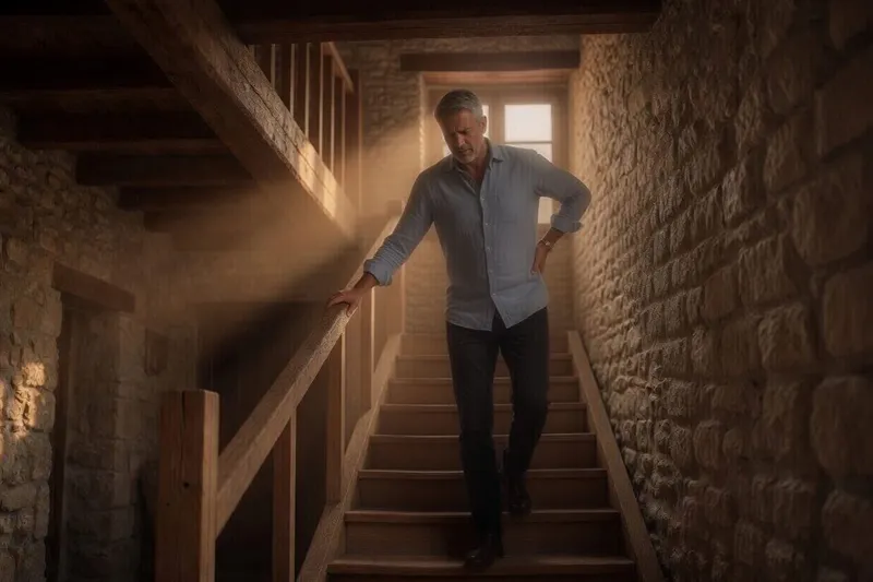 Les genoux qui protestent quand je descends l’escalier