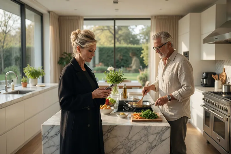 Une femme regarde ses messages privé sur son téléphone à l'abris des regards de son mari 