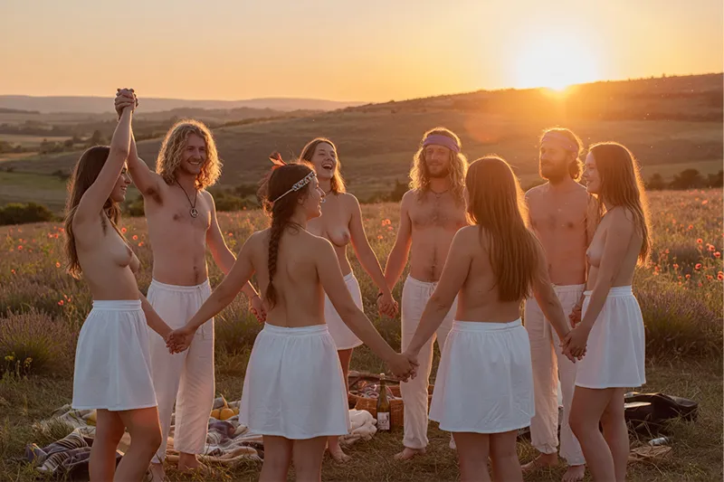 Le rituel du matin dans une communauté hippies Le rituel du matin dans une communauté hippies