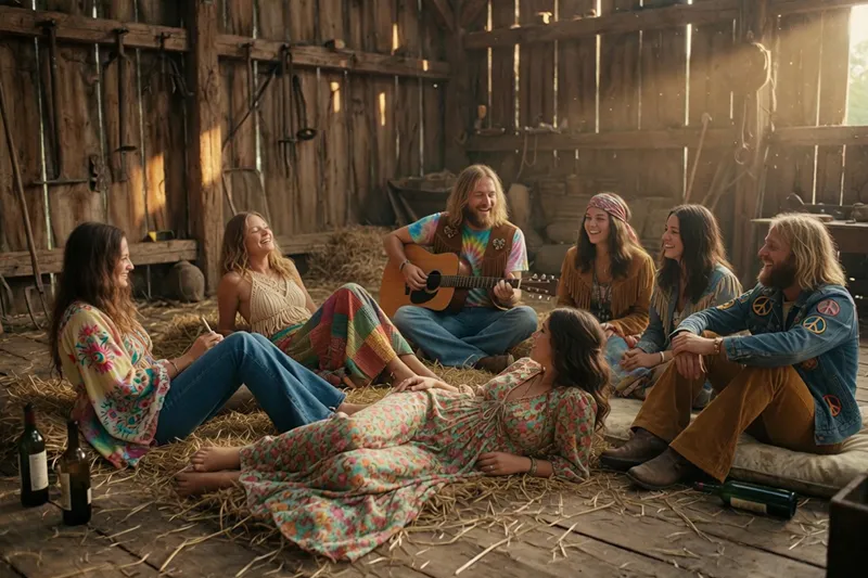 Une soirée chez les hippies en 1970 Une soirée chez les hippies en 1970